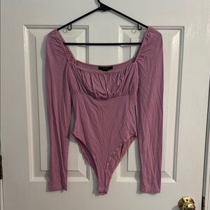 Women's Pink Long Sleeve Bodysuit